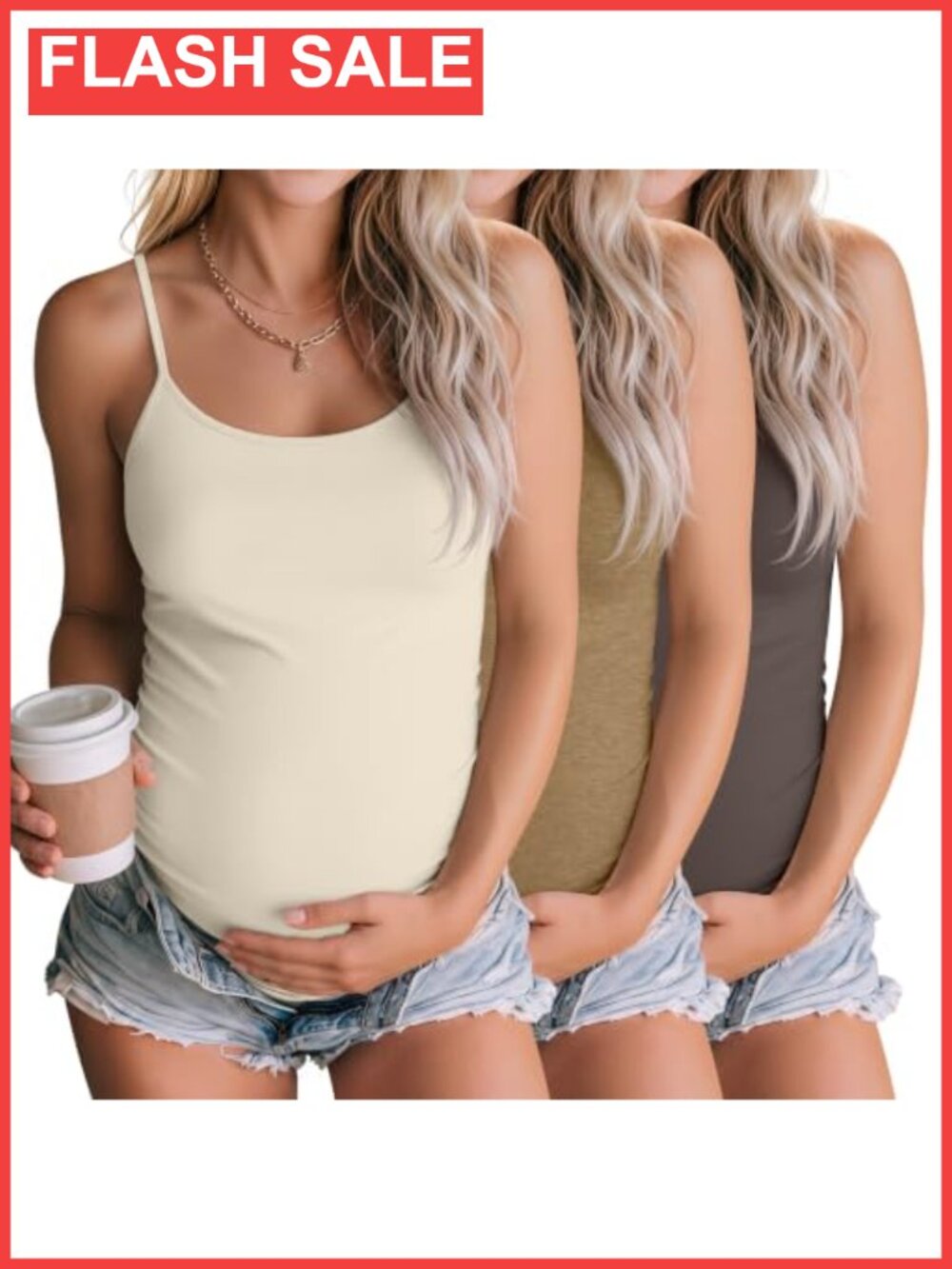 3 Pack Womens Maternity Nursing Camisoles Adjustable Strap Tank Tops
